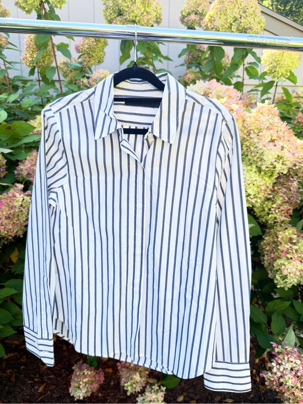 Jenni Kayne White Button-Up Shirt with Black Stripes